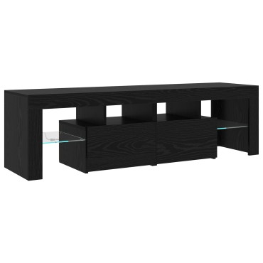 vidaXL Σετ Βαθμολογικών Κέντρων 2 τμχ με Φώτα LED Μαύρος Δρυς Επεξεργασμένο Ξύλο