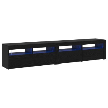 vidaXL Φυλάκια TV 2 τεμάχια με LED φώτα Μαύρη Δρυός Επεξεργασμένο Ξύλο