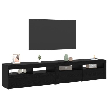 vidaXL Φυλάκια TV 2 τεμάχια με LED φώτα Μαύρη Δρυός Επεξεργασμένο Ξύλο