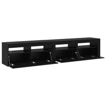 vidaXL Φυλάκια TV 2 τεμάχια με LED φώτα Μαύρη Δρυός Επεξεργασμένο Ξύλο