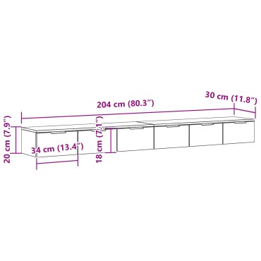 vidaXL Ντουλάπια τοίχου 2 τεμ. Μαύρη βελανιδιά 102x30x20cm Ξύλο