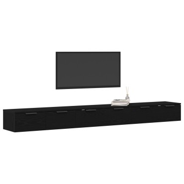 vidaXL Ντουλάπια τοίχου 2 τεμ. Μαύρη βελανιδιά 102x30x20cm Ξύλο