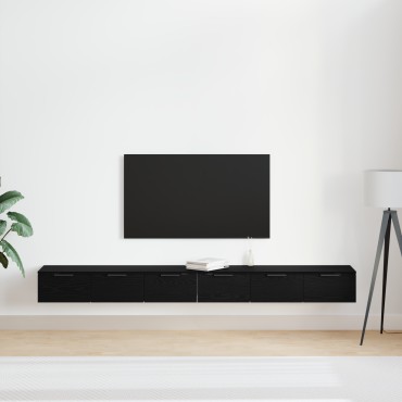 vidaXL Ντουλάπια τοίχου 2 τεμ. Μαύρη βελανιδιά 102x30x20cm Ξύλο