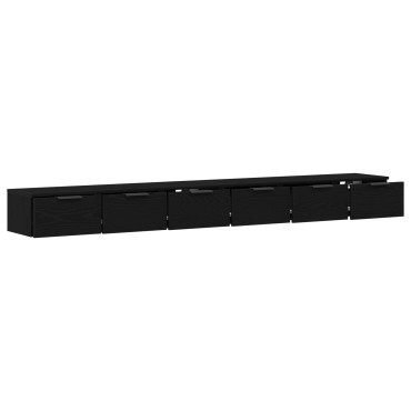 vidaXL Ντουλάπια τοίχου 2 τεμ. Μαύρη βελανιδιά 102x30x20cm Ξύλο