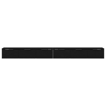 vidaXL Ντουλάπια τοίχου 2 τεμ. Μαύρη βελανιδιά 102x30x20cm Ξύλο