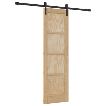 vidaXL Συρόμενη Πόρτα με Σετ Υλικών 61x198.5 cm Συμπαγές Ξύλο Πεύκου