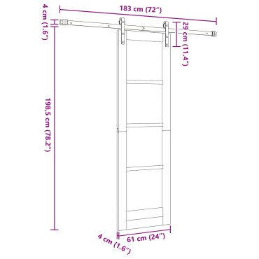 vidaXL Συρόμενη Πόρτα με Σετ Υλικών 61x198.5 cm Συμπαγές Ξύλο Πεύκου