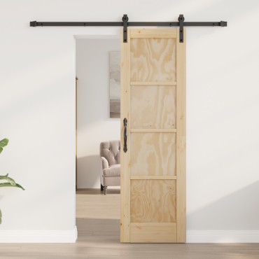 vidaXL Συρόμενη Πόρτα με Σετ Υλικών 61x198.5 cm Συμπαγές Ξύλο Πεύκου