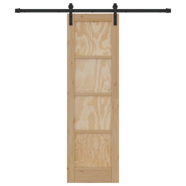 vidaXL Συρόμενη Πόρτα με Σετ Υλικών 61x198.5 cm Συμπαγές Ξύλο Πεύκου