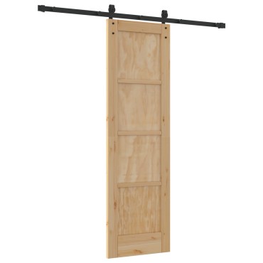 vidaXL Συρόμενη Πόρτα με Σετ Υλικών 61x198.5 cm Συμπαγές Ξύλο Πεύκου