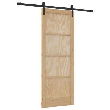 vidaXL Συρόμενη Πόρτα με Σετ Υλικών 78x202 cm Συμπαγές Ξύλο Πεύκου