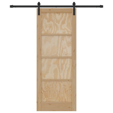 vidaXL Συρόμενη Πόρτα με Σετ Υλικών 78x202 cm Συμπαγές Ξύλο Πεύκου