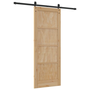 vidaXL Συρόμενη Πόρτα με Σετ Υλικών 78x202 cm Συμπαγές Ξύλο Πεύκου