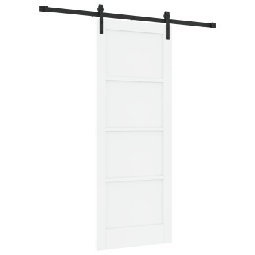 vidaXL Συρόμενη Πόρτα με Σετ Υλικών Λευκή 78x202 cm Συμπαγές Ξύλο Πεύκου