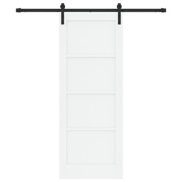vidaXL Συρόμενη Πόρτα με Σετ Υλικών Λευκή 78x202 cm Συμπαγές Ξύλο Πεύκου