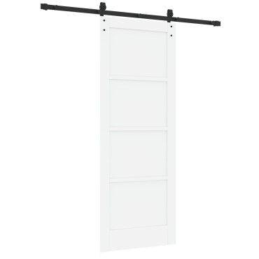 vidaXL Συρόμενη Πόρτα με Σετ Υλικών Λευκή 78x202 cm Συμπαγές Ξύλο Πεύκου