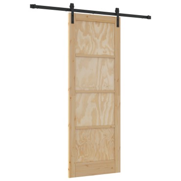 vidaXL Συρόμενη Πόρτα με Σετ Εξαρτημάτων 78x211 cm Στερεό Ξύλο Πεύκου