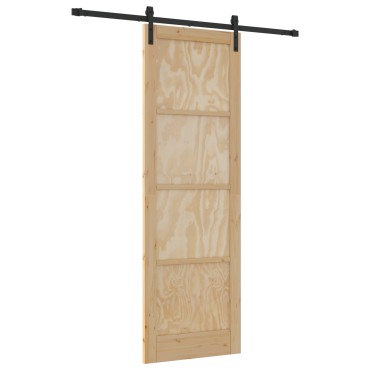 vidaXL Συρόμενη Πόρτα με Σετ Εξαρτημάτων 78x232 cm Μασίφ Ξύλο Πεύκου