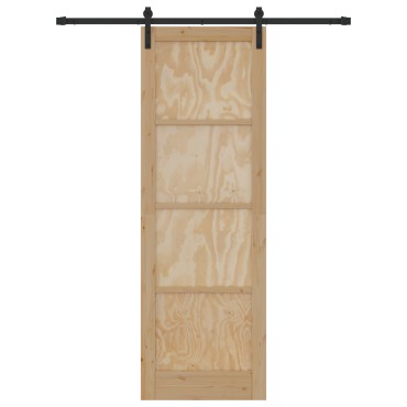 vidaXL Συρόμενη Πόρτα με Σετ Εξαρτημάτων 78x232 cm Μασίφ Ξύλο Πεύκου