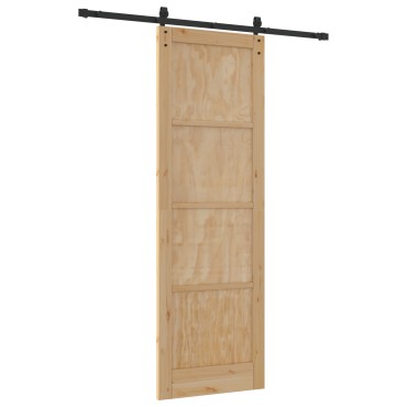 vidaXL Συρόμενη Πόρτα με Σετ Εξαρτημάτων 78x232 cm Μασίφ Ξύλο Πεύκου