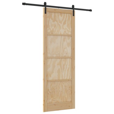 Συρόμενη Πόρτα vidaXL με Σετ Εξαρτημάτων 83x232 cm από Συμπαγές Ξύλο Πεύκου