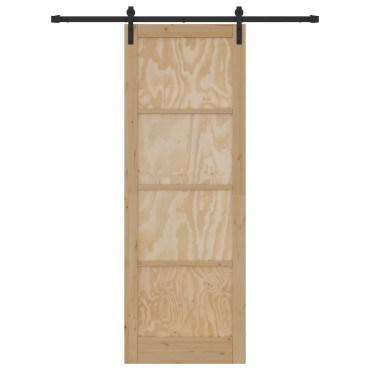 Συρόμενη Πόρτα vidaXL με Σετ Εξαρτημάτων 83x232 cm από Συμπαγές Ξύλο Πεύκου