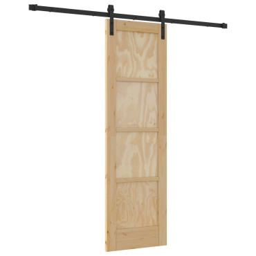 vidaXL Συρόμενη Πόρτα με Σετ Υλικών 61x198.5 εκ. Συμπαγές Ξύλο Πεύκο
