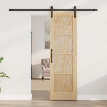 vidaXL Συρόμενη Πόρτα με Σετ Υλικών 61x198.5 εκ. Συμπαγές Ξύλο Πεύκο