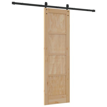 vidaXL Συρόμενη Πόρτα με Σετ Υλικών 61x198.5 εκ. Συμπαγές Ξύλο Πεύκο