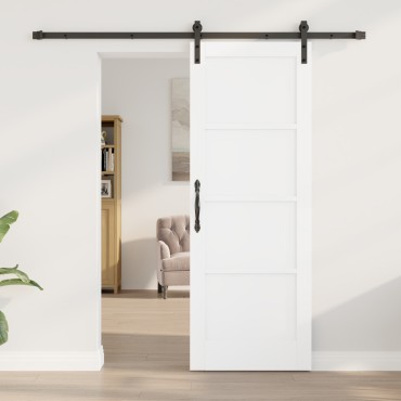 vidaXL Συρόμενη Πόρτα με Σετ Υλικών Λευκή 73.5x198.5 εκ. Συμπαγές Ξύλο Πεύκο