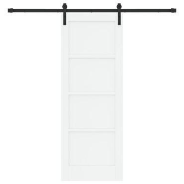 vidaXL Συρόμενη Πόρτα με Σετ Υλικών Λευκή 73.5x198.5 εκ. Συμπαγές Ξύλο Πεύκο