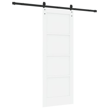 vidaXL Συρόμενη Πόρτα με Σετ Υλικών Λευκή 73.5x198.5 εκ. Συμπαγές Ξύλο Πεύκο
