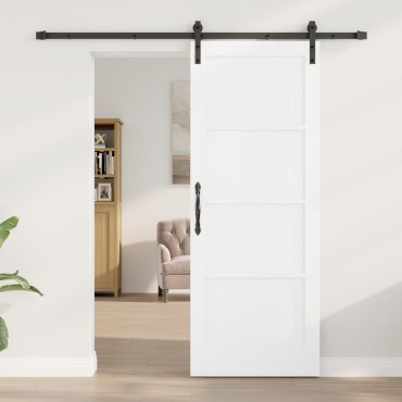 vidaXL Συρόμενη Πόρτα με Σετ Υλικών Λευκή 78x202 εκ. Σκληρού Ξύλου Πεύκου