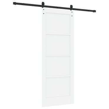 vidaXL Συρόμενη Πόρτα με Σετ Υλικών Λευκή 78x202 εκ. Σκληρού Ξύλου Πεύκου