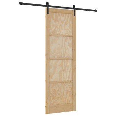 vidaXL Συρόμενη Πόρτα με Σετ Εξαρτημάτων 78x232 εκ Solid Ξύλο Πεύκου