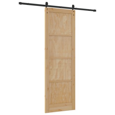 vidaXL Συρόμενη Πόρτα με Σετ Εξαρτημάτων 78x232 εκ Solid Ξύλο Πεύκου