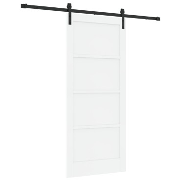 vidaXL Συρόμενη Πόρτα με Σετ Υλικών Λευκή 86x198.5 εκ. Στερεό Ξύλο Πεύκου