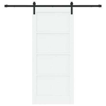 vidaXL Συρόμενη Πόρτα με Σετ Υλικών Λευκή 86x198.5 εκ. Στερεό Ξύλο Πεύκου