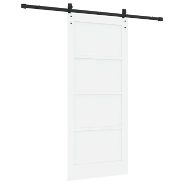 vidaXL Συρόμενη Πόρτα με Σετ Υλικών Λευκή 86x198.5 εκ. Στερεό Ξύλο Πεύκου