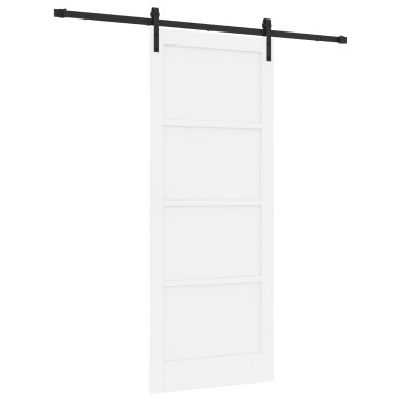 vidaXL Συρόμενη Πόρτα με Σετ Υλικών Λευκή 86x211 cm Συμπαγές Ξύλο Πεύκου