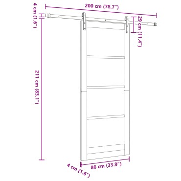 vidaXL Συρόμενη Πόρτα με Σετ Υλικών Λευκή 86x211 cm Συμπαγές Ξύλο Πεύκου