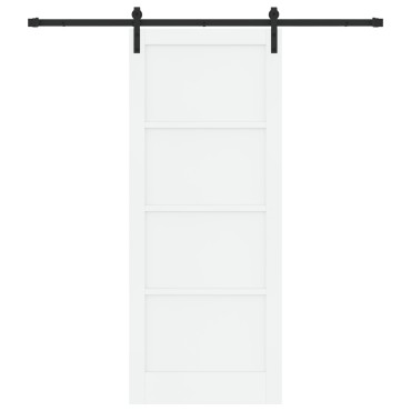 vidaXL Συρόμενη Πόρτα με Σετ Υλικών Λευκή 86x211 cm Συμπαγές Ξύλο Πεύκου