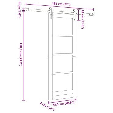 vidaXL Συρόμενη Πόρτα με Σετ Εξαρτημάτων 73.5x198.5 εκ. Στερεό Ξύλο Πεύκου