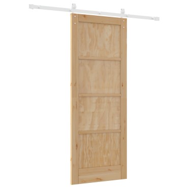 vidaXL Συρόμενη Πόρτα με Σετ Υλικών 78x202 εκ. Μασίφ Ξύλο Πεύκου