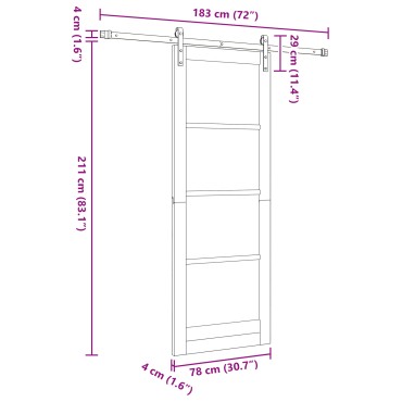 vidaXL Συρόμενη Πόρτα με Σετ Υλικών 78x211 εκ. Συμπαγές Ξύλο Πεύκου