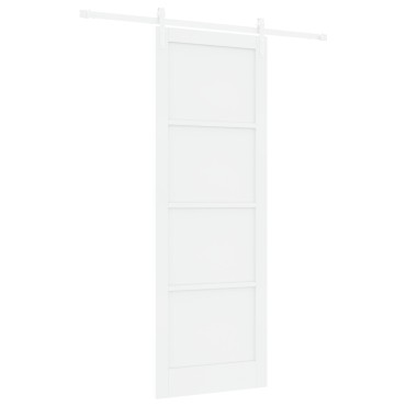 vidaXL Συρόμενη Πόρτα με Σετ Υλικών Λευκή 83x232 cm Συμπαγές Ξύλο Πεύκου