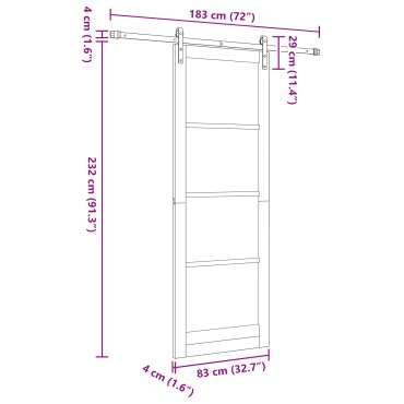 vidaXL Συρόμενη Πόρτα με Σετ Υλικών Λευκή 83x232 cm Συμπαγές Ξύλο Πεύκου