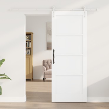vidaXL Συρόμενη Πόρτα με Σετ Υλικών Λευκή 78x202 εκ. Συμπαγές Ξύλο Πεύκο
