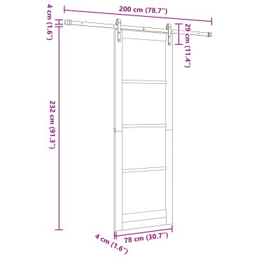 vidaXL Συρόμενη Πόρτα με Σετ Στήριξης Λευκή 78x232 εκ. Από Σκληρό Ξύλο Πεύκου