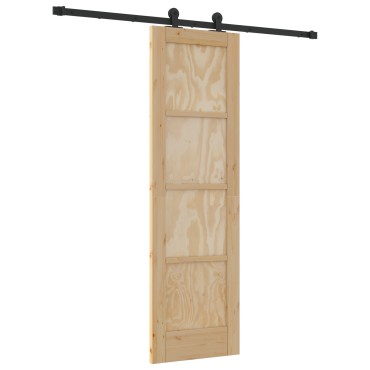 vidaXL Συρόμενη Πόρτα με Σετ Εξαρτημάτων 61x198.5 εκ Μασίφ Ξύλο Πεύκου